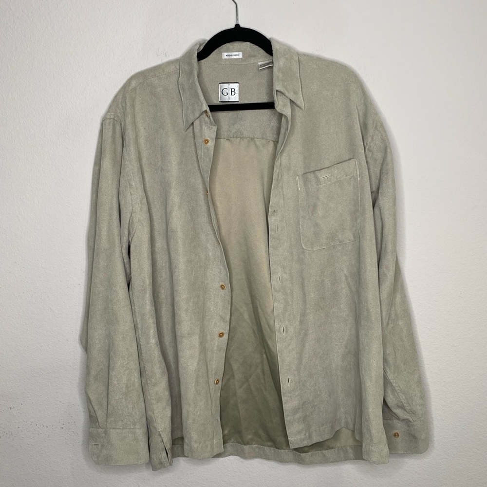 Geoffrey Beene Cream Suede Button Down